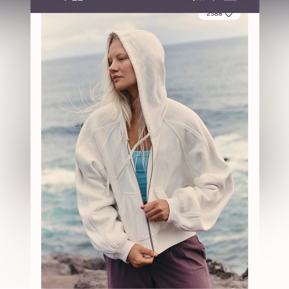 Free People Movement Sideline Zip Up Hoodie Sweatshirt Coral Medium - Picture 6 of 10